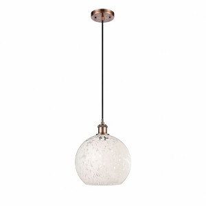 White Mouchette - 1 Light Cord Hung Mini Pendant In Modern Style-11.75 Inches Tall and 10 Inches Wide - 1 of 1