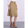 INSPIRE CHIC Women's High Waist Elastic Back A-Line Belted Corduroy Midi Skirt with Pockets - 3 of 4