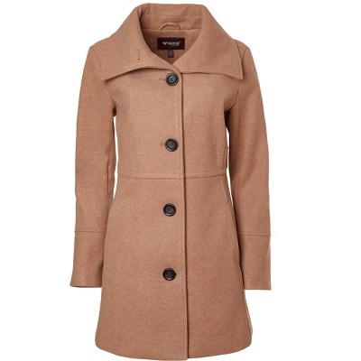 Agnes Orinda Women's Plus Size Winter Notched Lapel Double Breasted Long  Overcoats Camel 1X