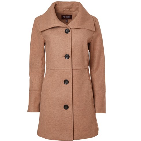 Womens mid store length camel coat