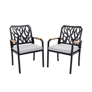 Sapphtopaz Patio Dining Chairs Aluminum Outdoor Dining Chairs with Cushions, Tapered Feet for Garden, Patio, Lawn - 1 of 4