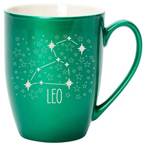 100 North Zodiac 10 Ounce Emerald Green Metallic Finish, Comfortably Fits Your Hands, New Bone China Coffee Tea Cup Mug, Leo - 1 of 1