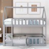 RISOKEYS Twin Over Twin Bunk Bed for Kids - Low Bunk Bed Frame with Ladder, Guardrails and Door, House Shaped Floor Bunk Beds - Gray - 4 of 4