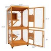 71" Large Wooden Cat House Catio with Wheels and High Resting Box,Indoor and Outdoor Cat Enclosure with Roof for 1–3 Cats - LAOTIES - 2 of 4