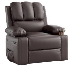 Oversized Padded Swivel Rocking Recliner Chair with Heat and Massage – Comfy Faux Leather Swivel Rocker Reclining Single Sofa for Adults - 1 of 4