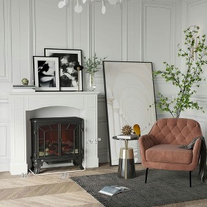 Resenkos Modern Fireplace Mantel, Surround Mantels for Fireplace with Decorative Pattern Interior Width 29" White - 1 of 4