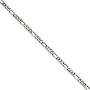 Black Bow Jewelry Men's 6.75mm Stainless Steel Figaro Chain Necklace - 1 of 4