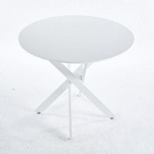 NicBex 35.43" Mid-century Round Dining Table,Kitchen Table with MDF Table Top and Metal Cross Legs for 2-4 Seaters,White - 1 of 4
