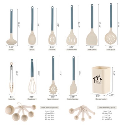 SUGIFT 21-Piece Silicone Kitchen Cooking Utensils Set with Measuring Cups Spoons Storage Container Heat Resistant — фото 3