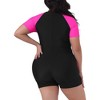 Agnes Orinda Women's Plus Size Tummy Control Colorblock Zip Front Rashguard One-Piece Swimsuit - 3 of 4