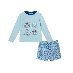 Andy & Evan  Toddler  Shark Graphic Rashguard Set - 1 of 4