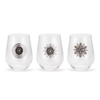 DEMDACO Embellished Cocktail Glasses - 3 Assorted 9 inch - Silver