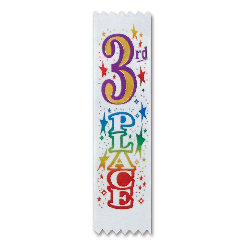 Beistle 1 1/2" x 6 1/4" 3rd Place Value Pack Ribbon Multicolor 3/Pack VP003, 1 of 2