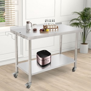 coucheta Stainless Steel Prep Table 48x24 Inch, Kitchen Work Table with Adjustable Undershelf, Heavy Duty & Rustproof for Restaurants, Bakeries - 1 of 4