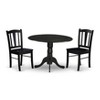 East West Furniture - DLDL3-BLK-W - 3-Pc Dining Table Set - 2 Wood Kitchen Chairs and 1 Drops Leaf Kitchen Table - Black Finish - 2 of 4