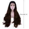 Unique Bargains Women's Long Natural Curly Lace Front Wigs with Wig Cap 24" Black Gradient Dark Brown 1PC - 2 of 4