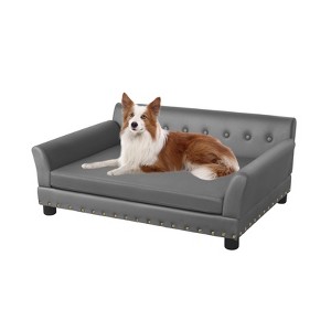 Artloge Extra Large Luxury Dog Sofa Elevated Microfiber Leather Upholstered Dog Couch Waterproof Pet Lounge Bed with Thicken Foam & Cover - 1 of 4