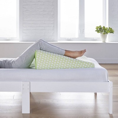 Green and White Memory Foam Wedge Pillow with Bamboo Cover