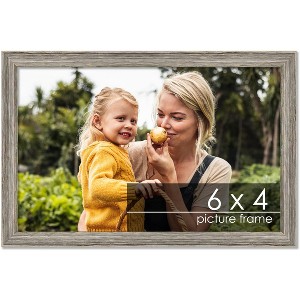 PosterPalooza | 6x4 Thin Barnwood Picture Frame, UV Acrylic, 2 Finishes - Grey and Black - 1 of 4