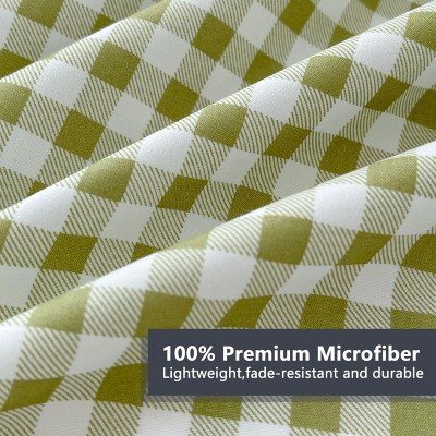 Der Rose BALHAM TRADE-Sage Green Gingham 4Pieces Queen Size Sheet Set, Grid Deep Pocket Bed Sheets Green Gingham Queen 90"x102" — фото 6