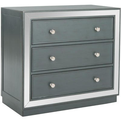 Steel Teal 3-Drawer Chest with Mirror Finish