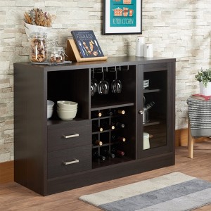 Vynxaria Espresso Finish Wine Cabinet, Elegant Design, Practical Storage Solutions - 1 of 4