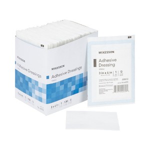 McKesson Adhesive Dressing Wound Pad, 3 in. x 4 in., 100 Count, 1 Pack - 1 of 4