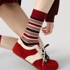 Anna-Kaci Women's 3 Pack Crew Socks Set Ribbed Knit Athletic Stripe and Classic Pattern Casual Everyday Wear - 4 of 4