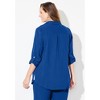 Catherines Women's Plus Size Anywear Pucker Cotton Buttonfront Roll Tab Shirt - 3 of 4