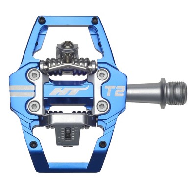 HT T2 Dual Sided Clipless Platform Pedals 9/16" Axle Aluminum Body Royal Blue