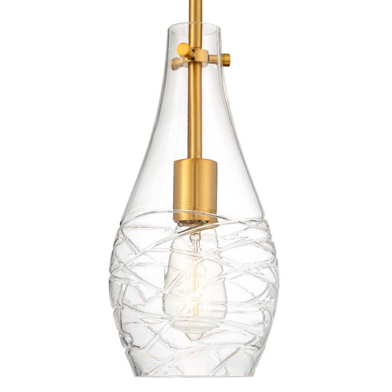 Possini Euro Design Soft Gold Mini Pendant 5 1/2" Wide Modern Swirl Textured Clear Glass Shade Fixture for Dining Room House Foyer, 3 of 7
