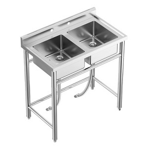 GustoWave Stainless Steel Utility Sink with Double Bowl for Kitchen, Laundry Room - 1 of 4