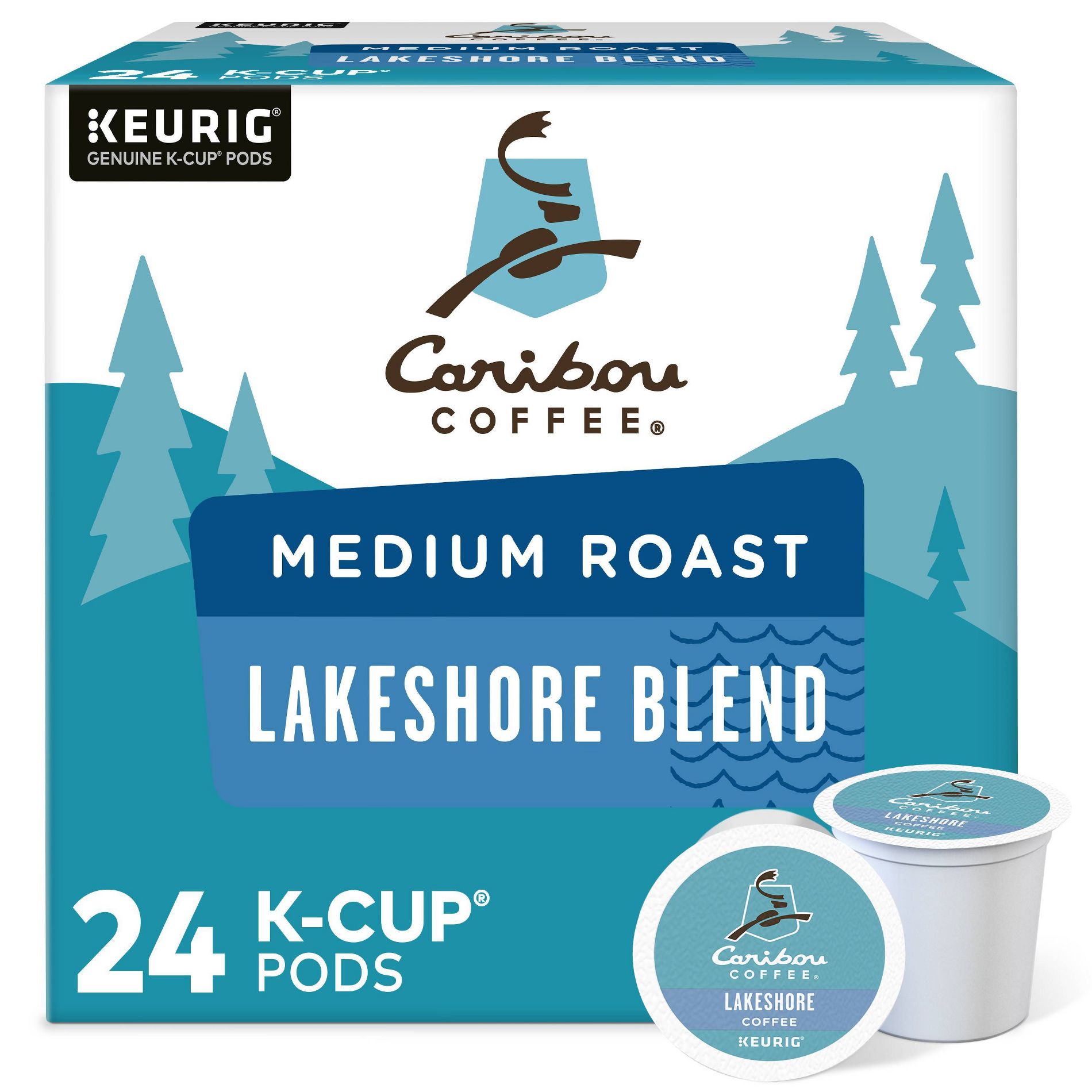 Caribou Coffee Lakeshore Blend Keurig K-Cup Coffee Pods - Medium Roast - 24ct