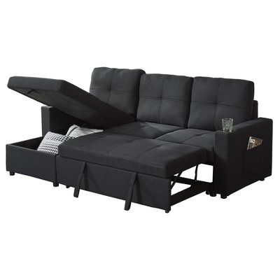 Pull Out Sleeper Sofa,L-Shaped Reversible Sleeper Sectional Sofa Bed with Storage Chaise for Living Room