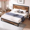 Twin/King Bed Frame w/Modern Wood Headboard & Footboard, 6"/12" Upgraded Heavy Duty Metal Sturdy Bed Frame, Stable Platform Bed Furniture Bed Storage - 3 of 4