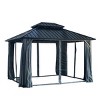 Durable 10' x 12' Hardtop Gazebo with Galvanized Steel Roof, Sturdy Aluminum Frame, Mosquito Netting, and Weather-Resistant Curtains-Coolbibila - 3 of 4
