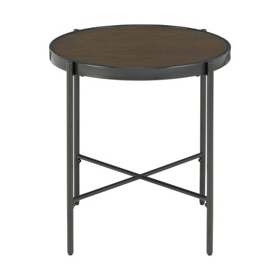 Carlo Round End Table with Wooden Top Brown - Picket House Furnishings