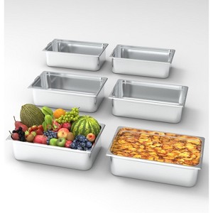 2/4/6 Inch Deeo Full-Size Hotel Pans. Commercial-grade stainless steel with anti-jam design for buffets, catering, and restaurant use - 1 of 4