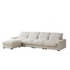126" Corduroy L-Shaped Sectional Sofa with Cup Holders, USB & Type-C Ports, 4 Pillows, Movable Footrest, Oversized Couch for Living Room - 2 of 4