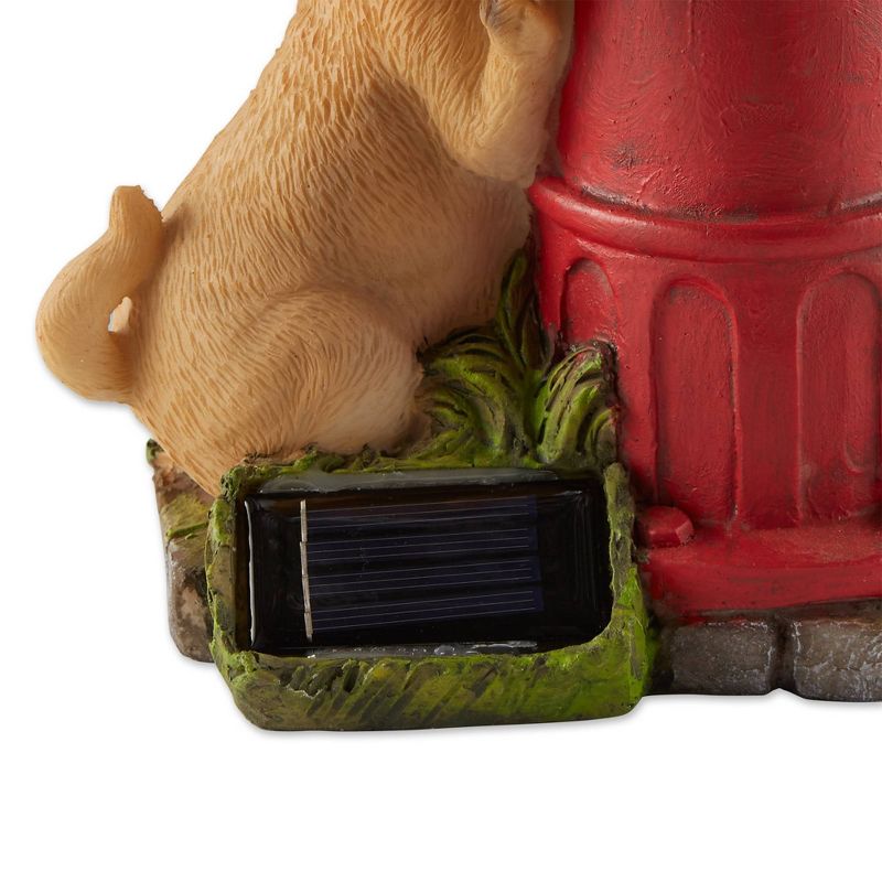 12&#34; Polyresin Dogs and Fire Hydrant Solar Statue Tan - Zingz &#38; Thingz, 5 of 14