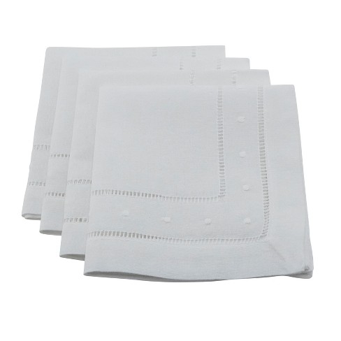 Hemstitched Dinner Napkins White (set Of 4) : Target