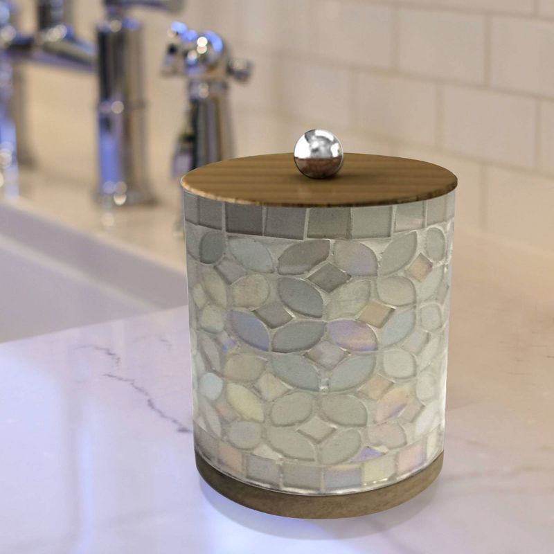 Pearl Escent Mosaic and Wood Trillium Q-Tip Jar - Nu Steel, 4 of 7