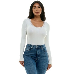 Derek Heart Seamless Long Sleeve Bodysuit (Juniors & Women) - 1 of 4