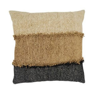 Saro Lifestyle Color Band Fringe Poly Filled Pillow - 1 of 4