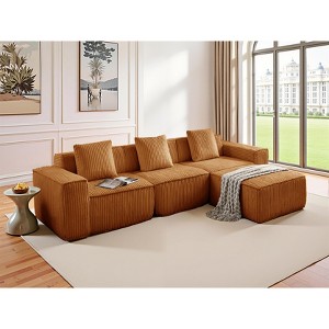 L-shaped corduroy modular sofa with free combination and boneless - 1 of 4