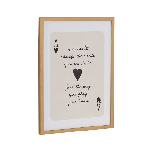 Kate & Laurel All Things Decor 12"x16" Gallery Ace of Heart Cards Positive Quote Print by The Creative Bunch Studio Gold - image 1 of 4