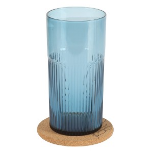 Bloomhouse Lyon Sky 8 Piece Hand Made 18 oz Colored Glass Tumbler Set w/ Coasters - 1 of 4