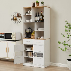 VECELO Kitchen Pantry Cabinet Freestanding Storage Cupboard with Door and Shelves Buffet Cabinet - 1 of 4