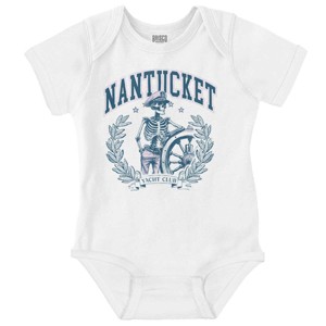 Nantucket Yacht Club Skeleton Captain Baby Romper Boys or Girls Brisco Brands - 1 of 4