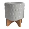Sagebrook Home 13" Wide 2pc Ceramic Planter Pot On Wooden Stand White: No Assembly, Freestanding Design - 2 of 3